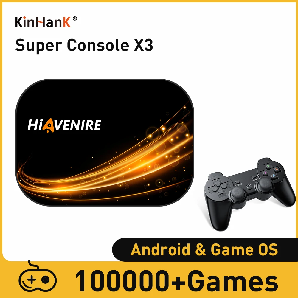 

KINHANK супер приставка X3 Smart TV Box Ретро видео игровая консоль встроенные 114000 + игр для PSP/PS1/DC/MAME/N64 с контроллерами