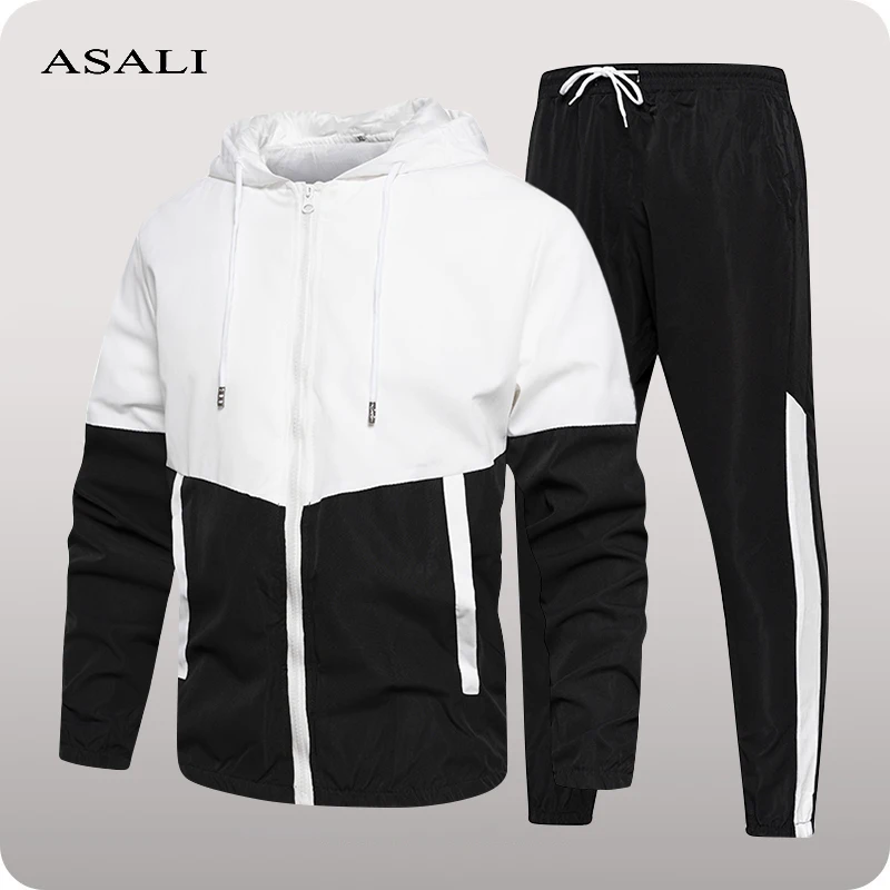 

2022 Casual Men's Set Fashion Streetwear Hooded Men Tracksuit Spring Autumn Sports Two Pieces Set Mens Jacket Pants Clothing