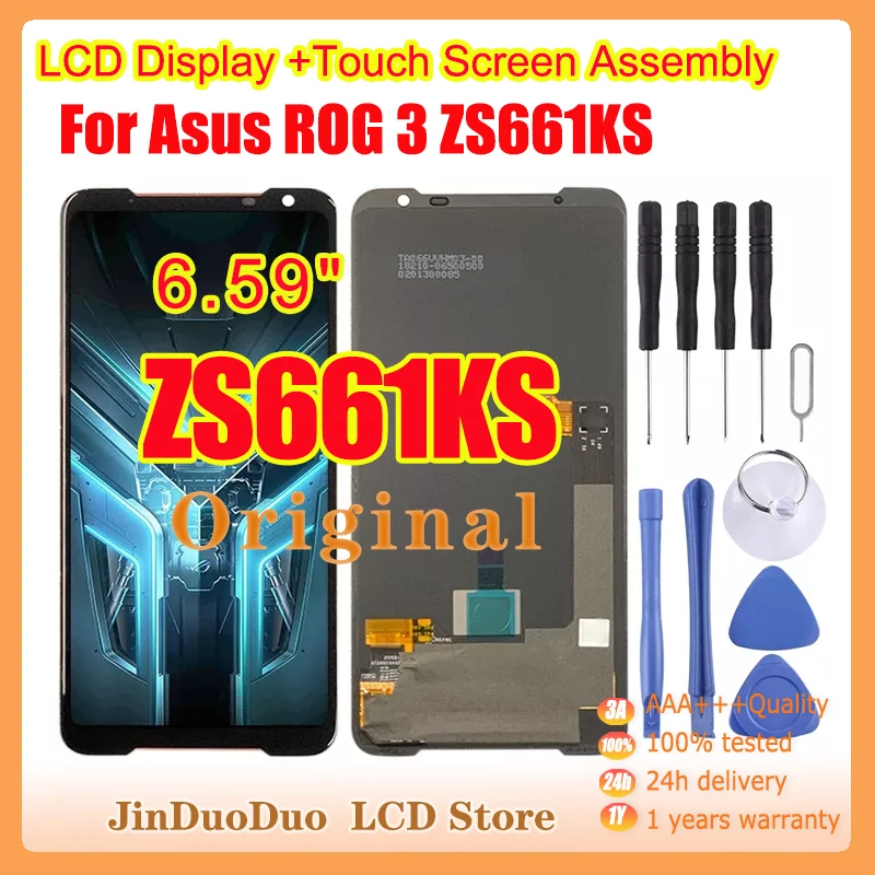 original amoled 6 59 lcds for asus rog 3 zs661ks for rog phone 3 strix asus_i003dd lcd display touch screen panel replacement free global shipping