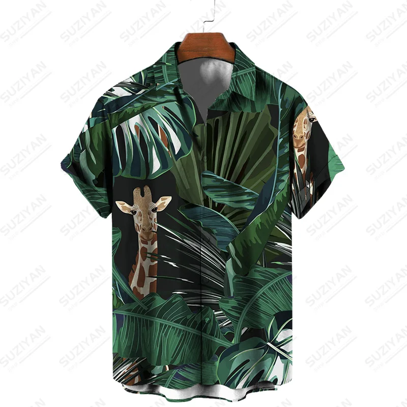 

Giraffe18+ New Plants Shirt Freelancer Button Gentlemanlike Non-Iron Beach Chic Linen Shirts Men Wholesale Turn-Down Handsome
