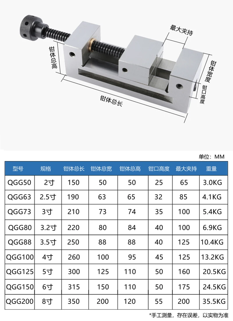 Тиски для станков QGG38/1 5 дюйма ручные тиски используются шлифовальной машины