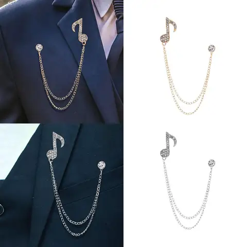 Брошь с музыкальной нотой, брошь-цепочка с кисточками, простая металлическая элегантная брошь для костюма