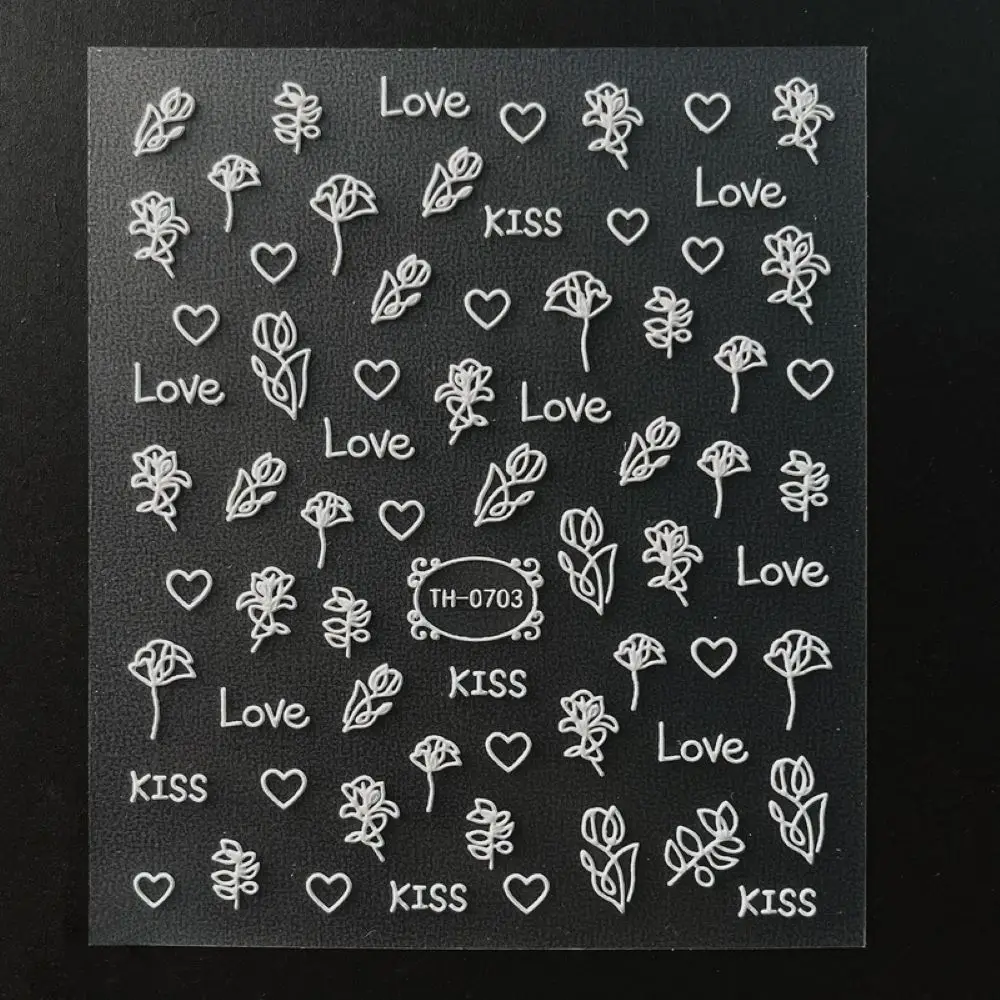 Слайдеры музыка звезда дизайн 5D наклейки для ногтей любовь сердце белый