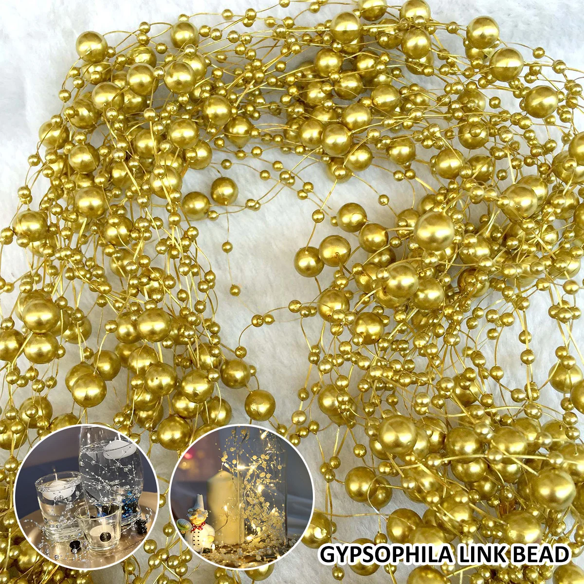 

NEW 40pcs Pearl String Artificial Highlight Pearl Bead String 177 Feet Faux Plastic Pearl Chain Simulation Pearl for Floating