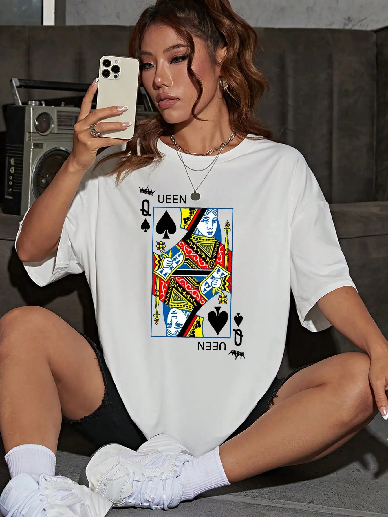 

Футболка женская с графическим принтом «Queen Of Spades»