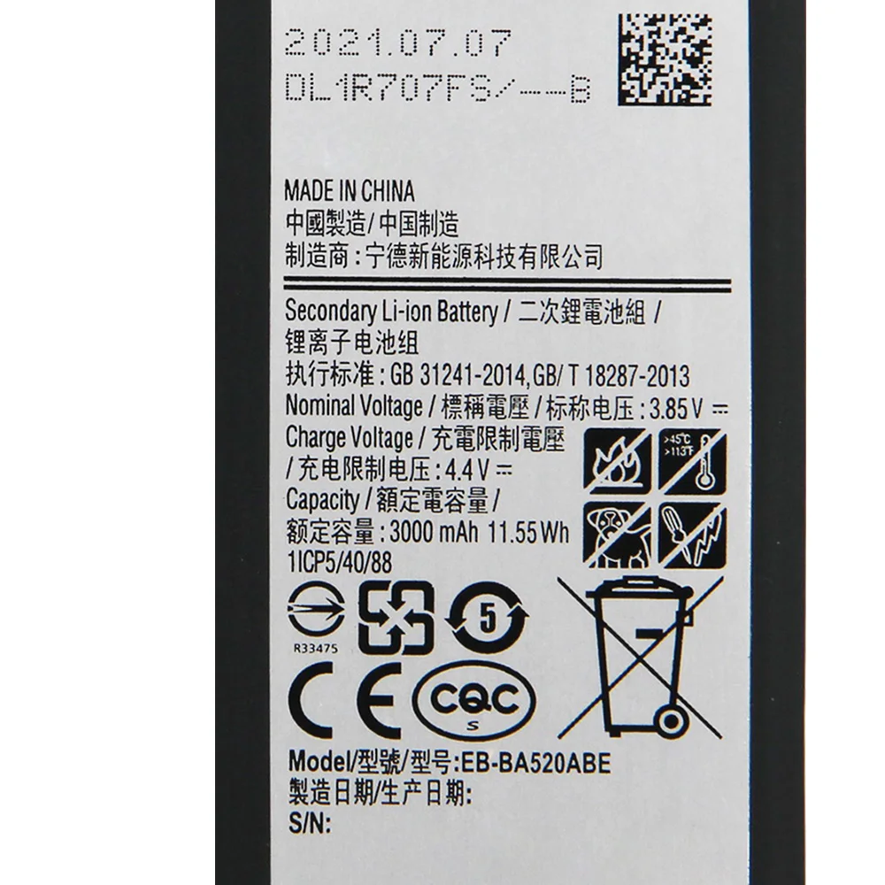 Replacement Battery EB-BA520ABE for Samsung GALAXY A5 2017 A520 SM-A520F 2017 Edition A520F 3000mAh Mobile Phone Battery images - 6