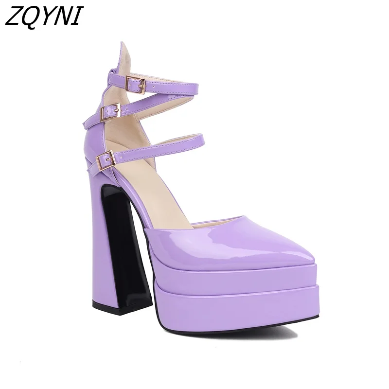 

Женские Элегантные босоножки из лакированной кожи, туфли с острым носком на высоком каблуке, обувь для вечерние ринки, свадьбы, офиса, разме...