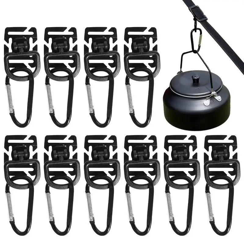 Camping Hooks 10 Pcs Backpack Hooks For Camping Tent Aluminum Alloy Sturdy Hanger No Sliding With Storage Bag For Camping