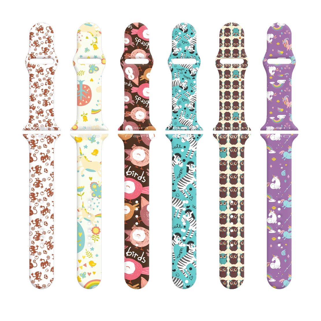 

Ремешок силиконовый для Apple Watch Band SE 7 6 5, браслет с мультяшными животными для iWatch 4 5 3, 38 мм 42 мм 41 мм 45 мм