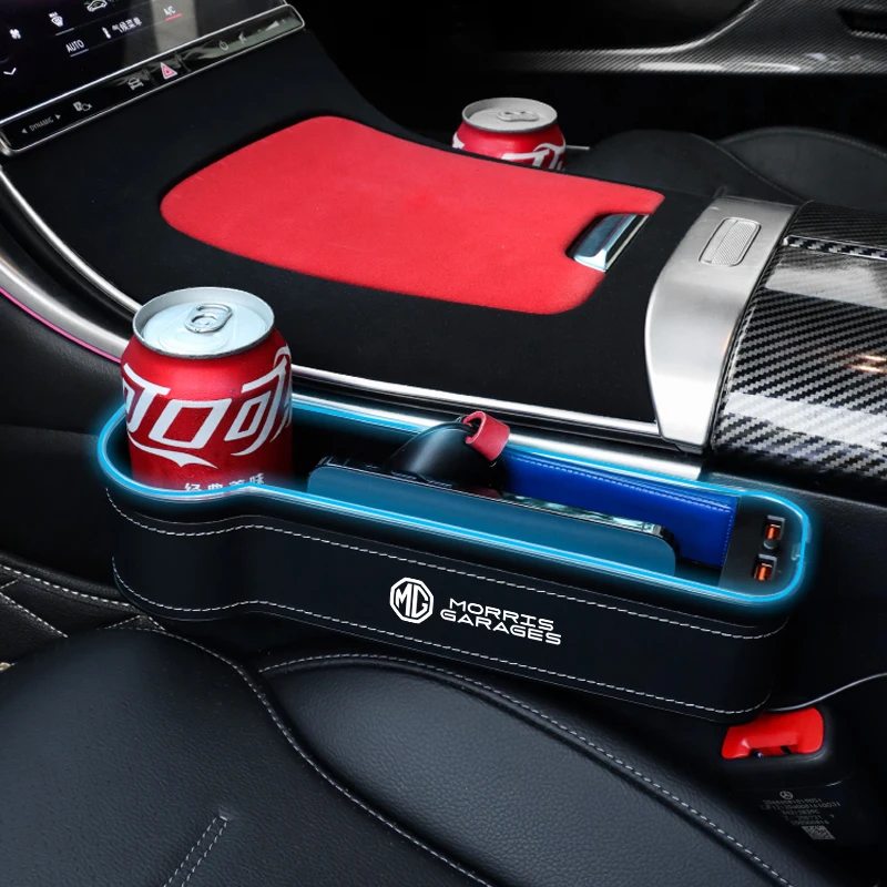 

Ящик для хранения автомобильного сиденья для MG с красочным светодиодным окружающим светом, сотовый телефон/карта/бутылочная чашка/кошелек,...