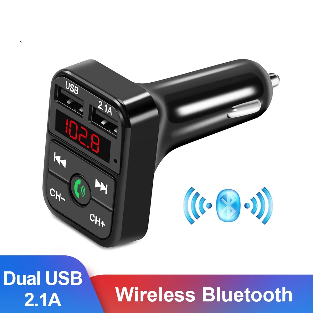 

Car mp3 vivavoce Wireless Bluetooth Car Kit trasmettitore FM TF Card LCD lettore MP3 Dual USB 2.1A caricabatterie per auto caric