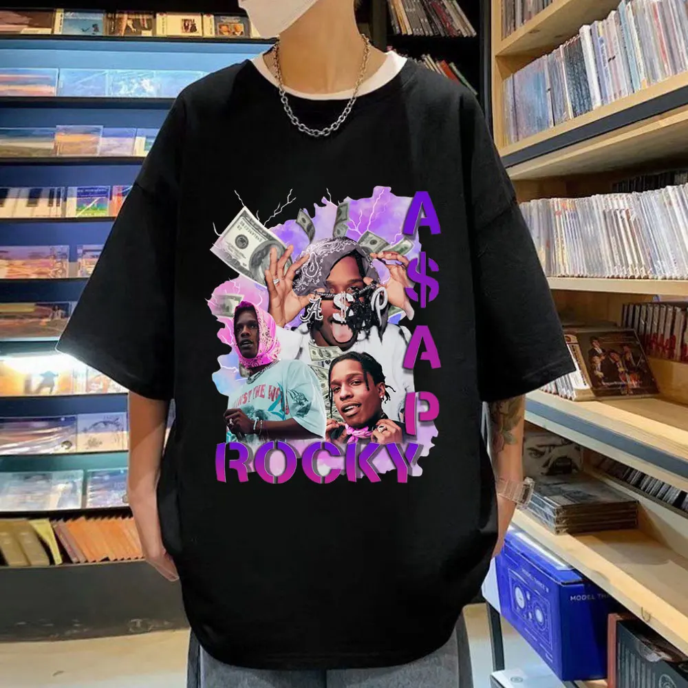 

Rapper ASAP Rocky Print T Shirt Men Women Fashion Vintage Short Sleeve T-shirt Summer Street Casual Hip Hop Oversized T Shirts