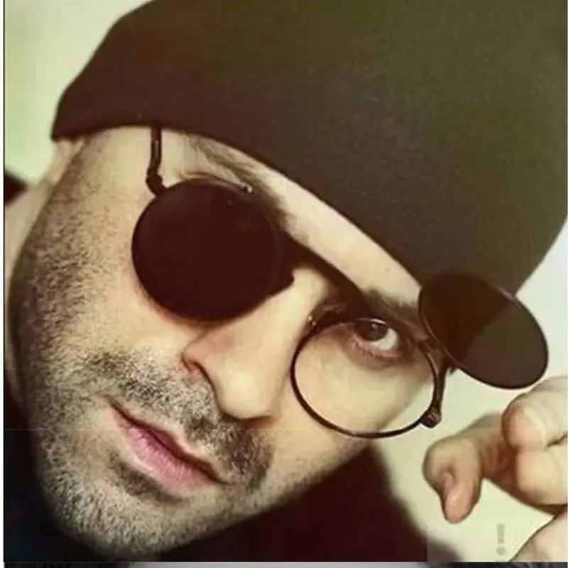 

2023 CandisGy Classic Men Round Flat Steam Coating Sunglasses Fashion Male luxury Gold Frame Open Lens Sun Glasses Oculos De Sol