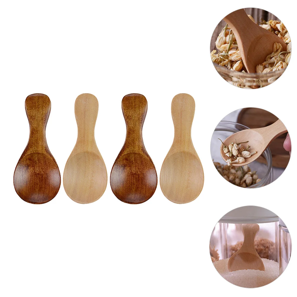 

Spoon Scoop Salt Wood Sugar Wooden Mini Coffee Espresso Dessert Basting Spoons Specialty Tea Cream Ice Scooper Small Bath