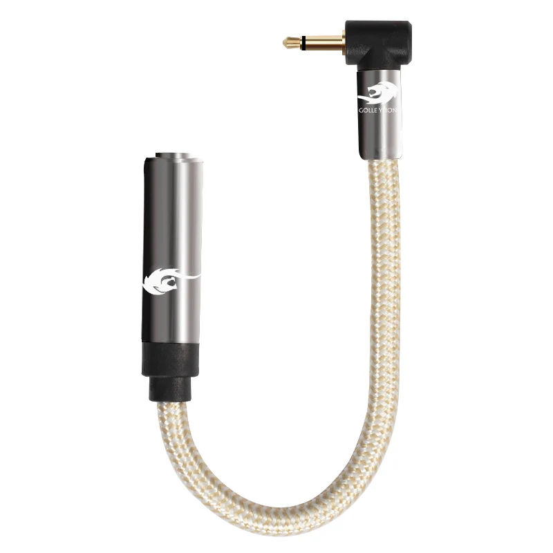 

Audiophile Conversion Cable Jumper 20cm MONO 3.5mm Male to MONO 6.35mm 1/4 Inch Female Braided Shielding OFC Gold Plating Cable