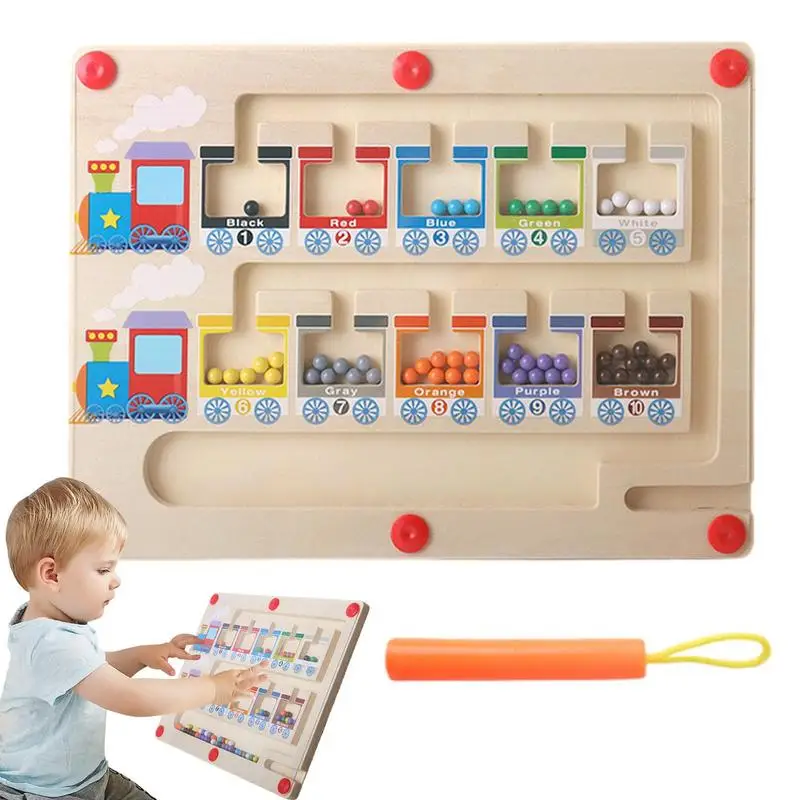 

Wooden Magnetic Maze Puzzles Montessori Sorting Number Color Board Game Educational Color Matching Counting Learning Toys For Bo