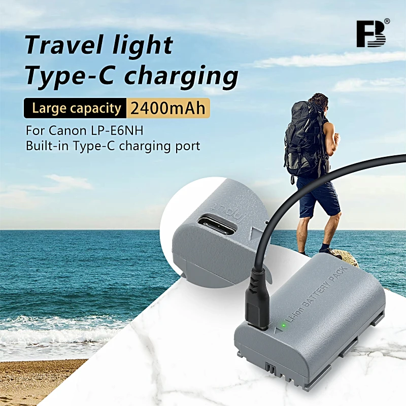 FB LP-E6NH Type-C Аккумулятор со стандартным портом для быстрой зарядки Canon EOS R5C R6II R7 90D 80D