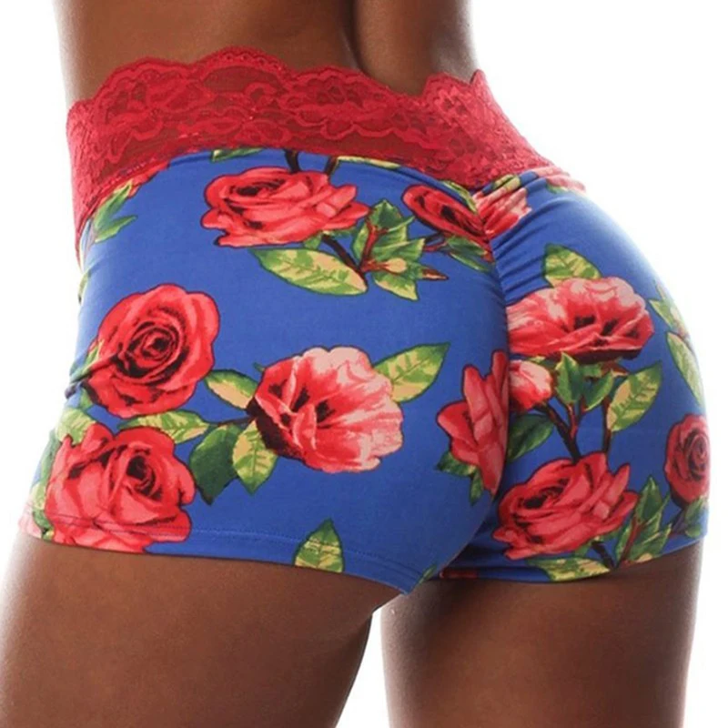 

Новинка 2022, женские боксеры с эластичной талией и кружевной каймой, повседневные женские леггинсы с цветочным рисунком, модные шорты