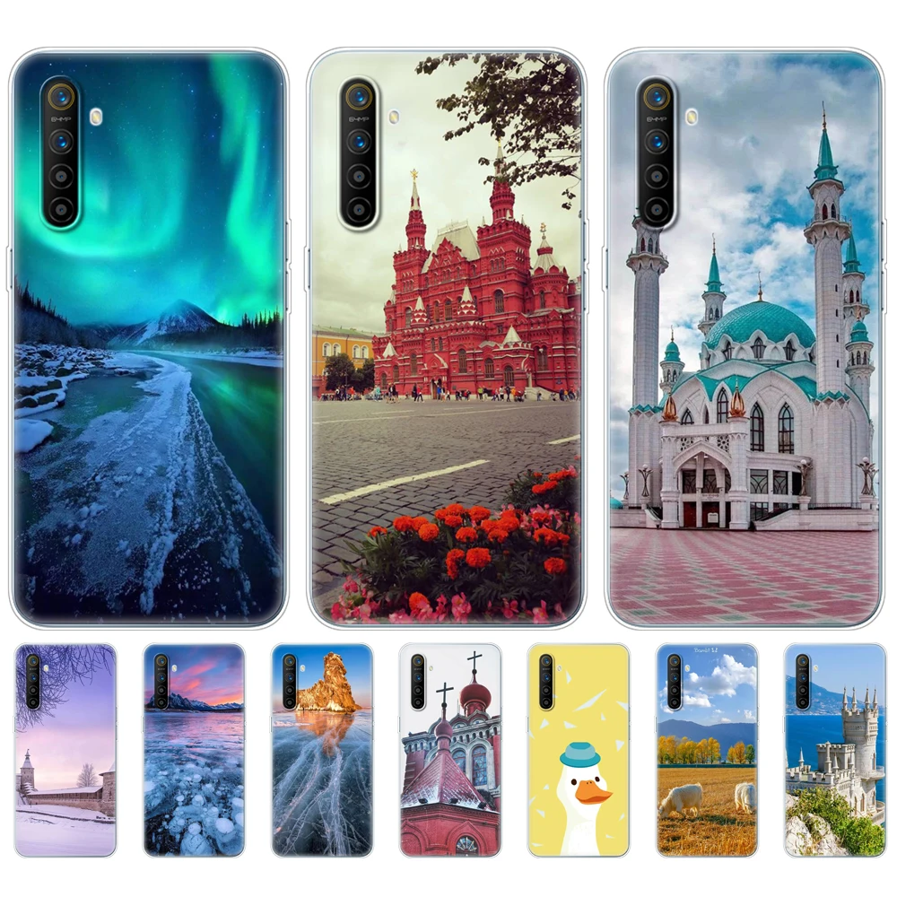 

For Realme XT Case RMX1921 Soft TPU Phone Back For OPPO RealmeXT Cover Silicon Bumper Bag Coque 6.4inch phone bags christmas