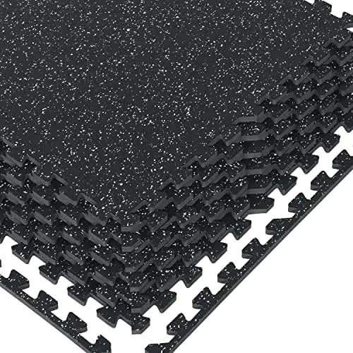 

Thick 48 Sq Ft Rubber Top High Density EVA Foam Exercise Gym Mats Non-slip 12 Pcs - Interlocking Puzzle Floor Tiles for Home Gym