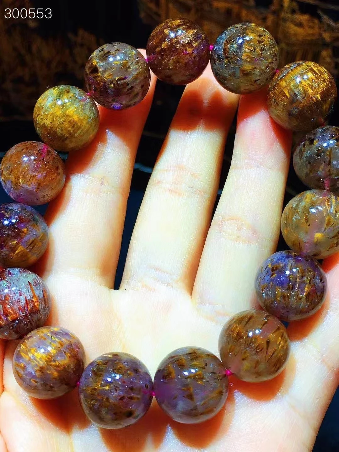 

Natural Purple Cacoxenite Auralite 23 Gold Rutilated Bracelet 14.5mm Canada Women Men Round Beads Gold Rutilated AAAAAA
