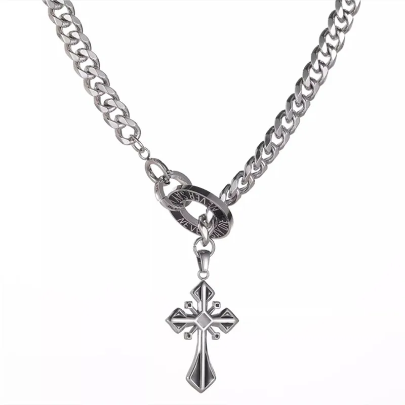 

American Trend Brand Titanium Steel Cross Pendant Necklace High Street Hip Hop Fashion Personality Men's/Women's Accessories