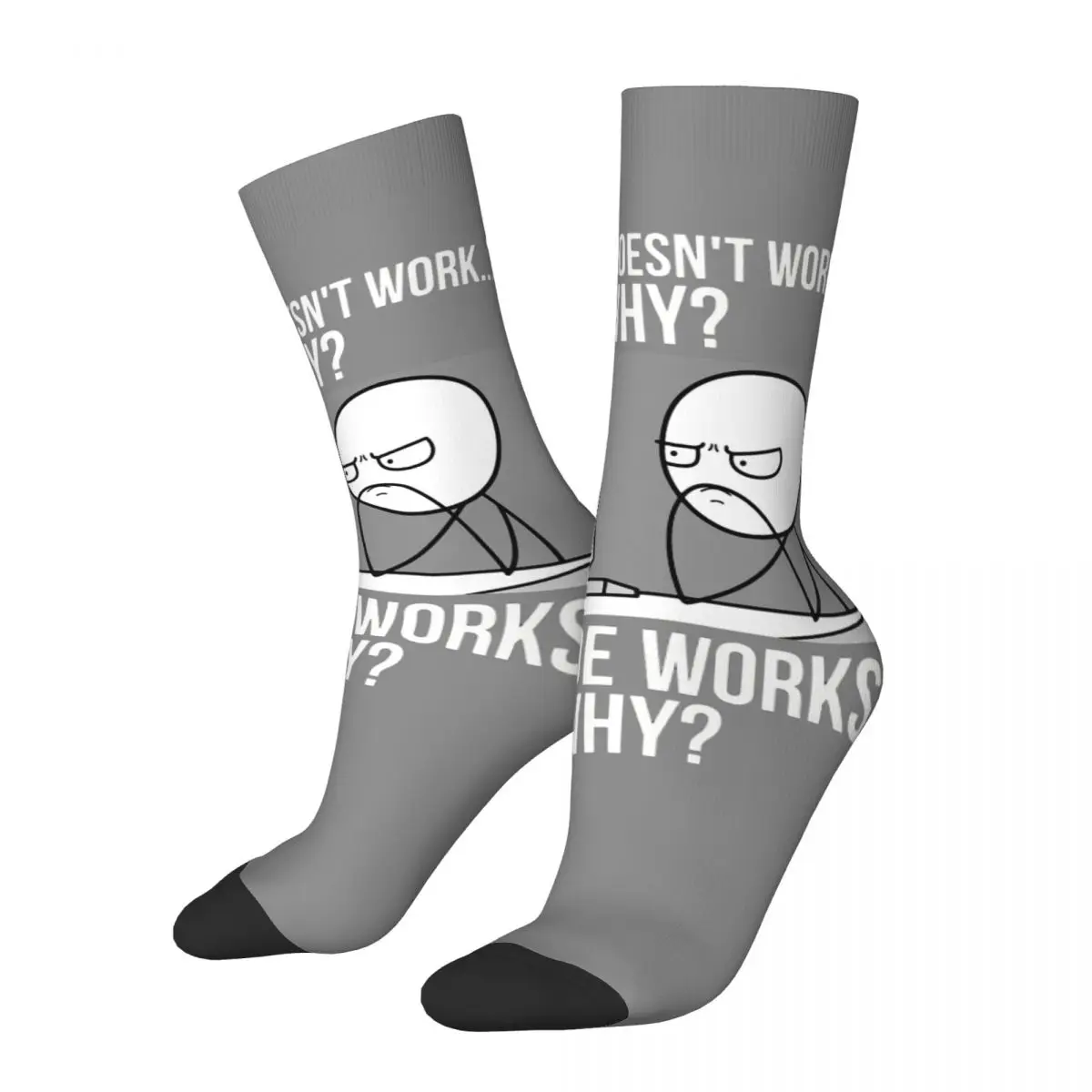 

Веселые забавные Компрессионные носки, код работает, почему мемы в стиле ретро Харадзюку, программатор IT программатор, новинка, Crazy Socks