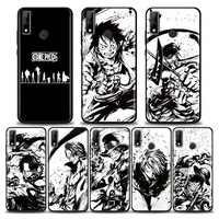 phone case for huawei mate 40 10 20 pro rs case y6 y7 y9 y5p y6p y8s y8p y9a y7a silicone one piece black white luffy anime