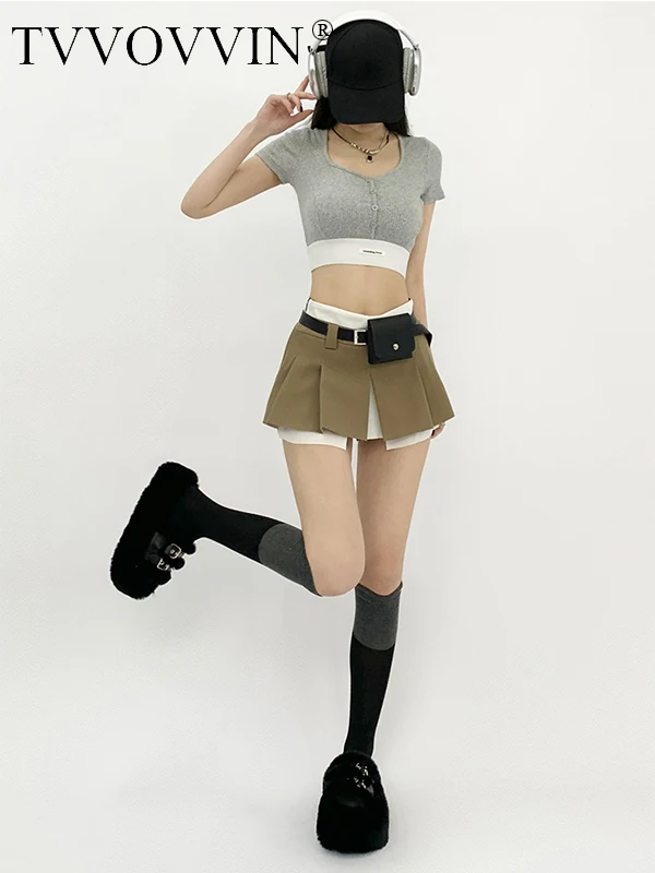 

Привлекательный женский костюм 2023 с завышенной талией и полуюбкой, соблазнительный дизайн для женщин, облегающая трапециевидная юбка с поясом 2406