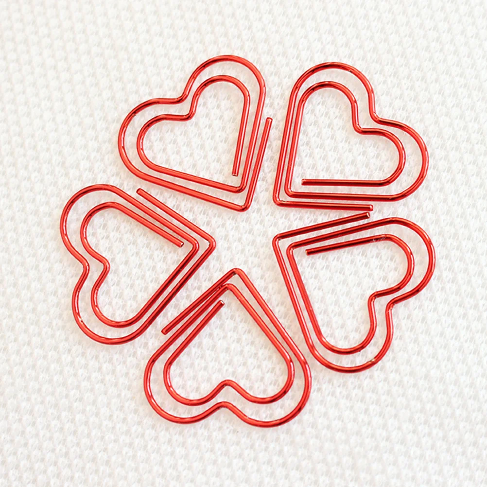 

100pcs Heart Shaped Jumbo Paper Clips Paper Note Clips Wire Clips Planner Clips for Wedding Marriage Office School Home