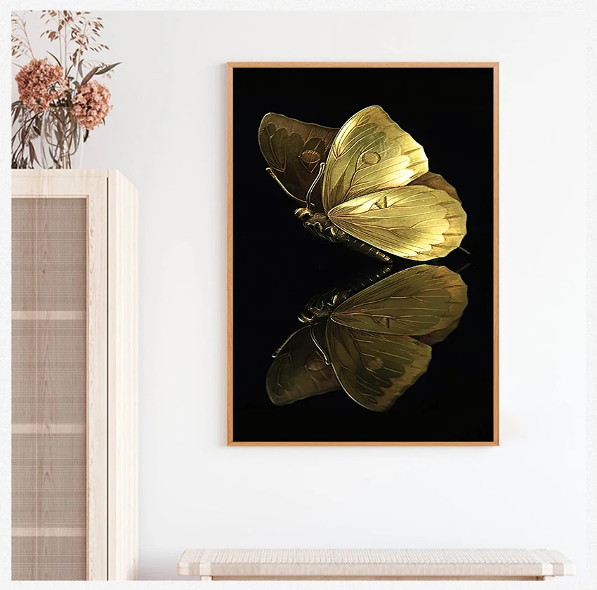 

Плакаты и принты, настенные картины для украшения гостиной, домашний декор, Золотая Бабочка, настенная Картина на холсте, абстрактная карти...