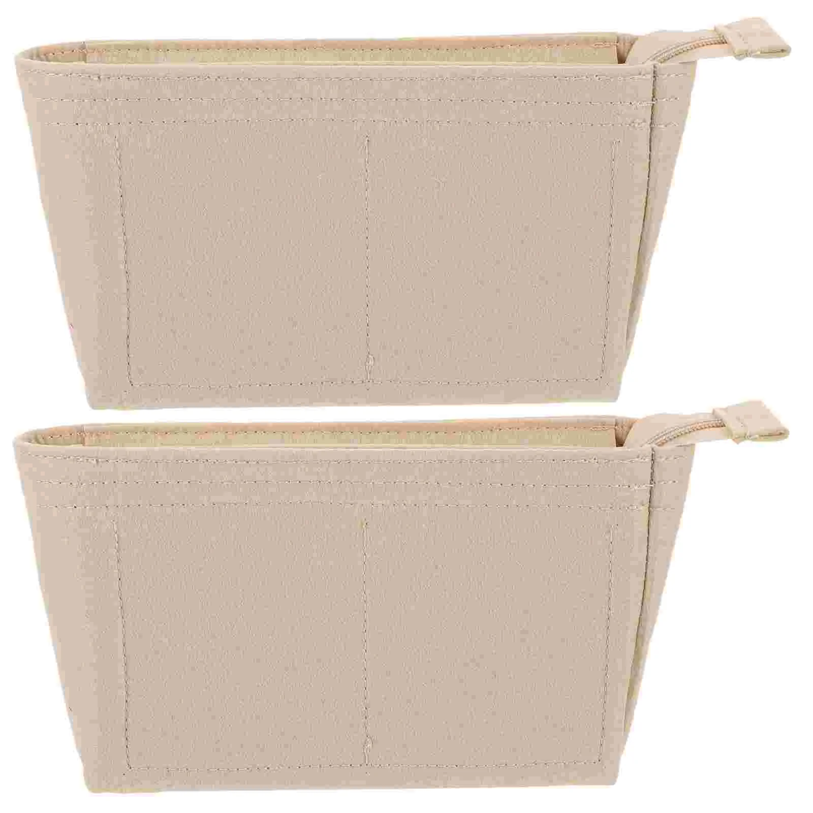 

2 Pcs Zippered Tote Bag Purse Organizer Insert Handbags Small Accessories Backpack