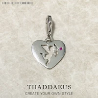 heart with cupid dangle charm high quality 925 sterling silver gift for women