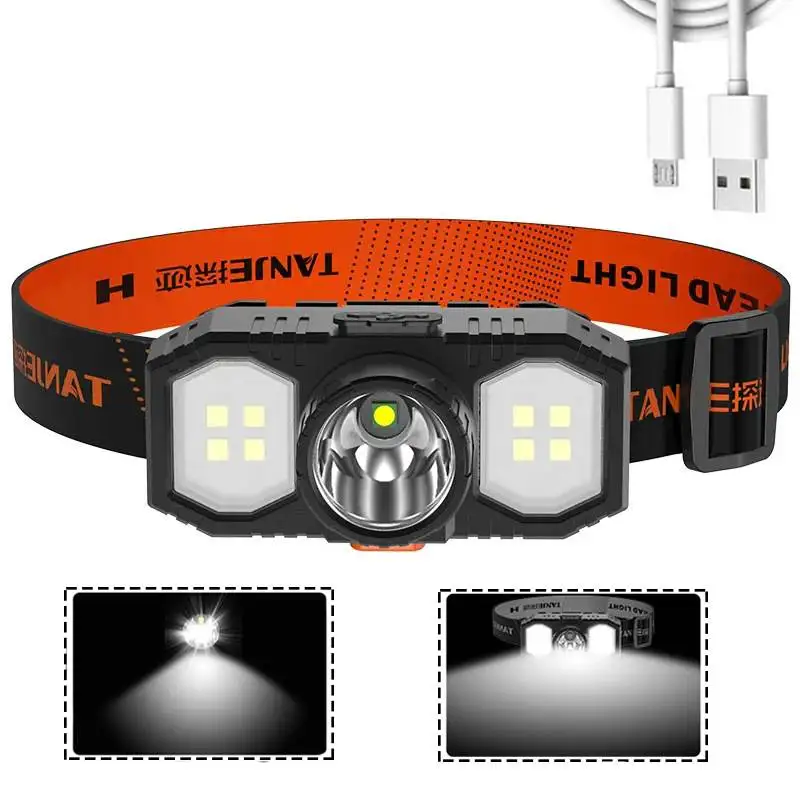 

Portable mini XPE+COB LED Headlamp USB Rechargeable Camping Head lamp Adjustable Head Torch Fishing Hunting headlight