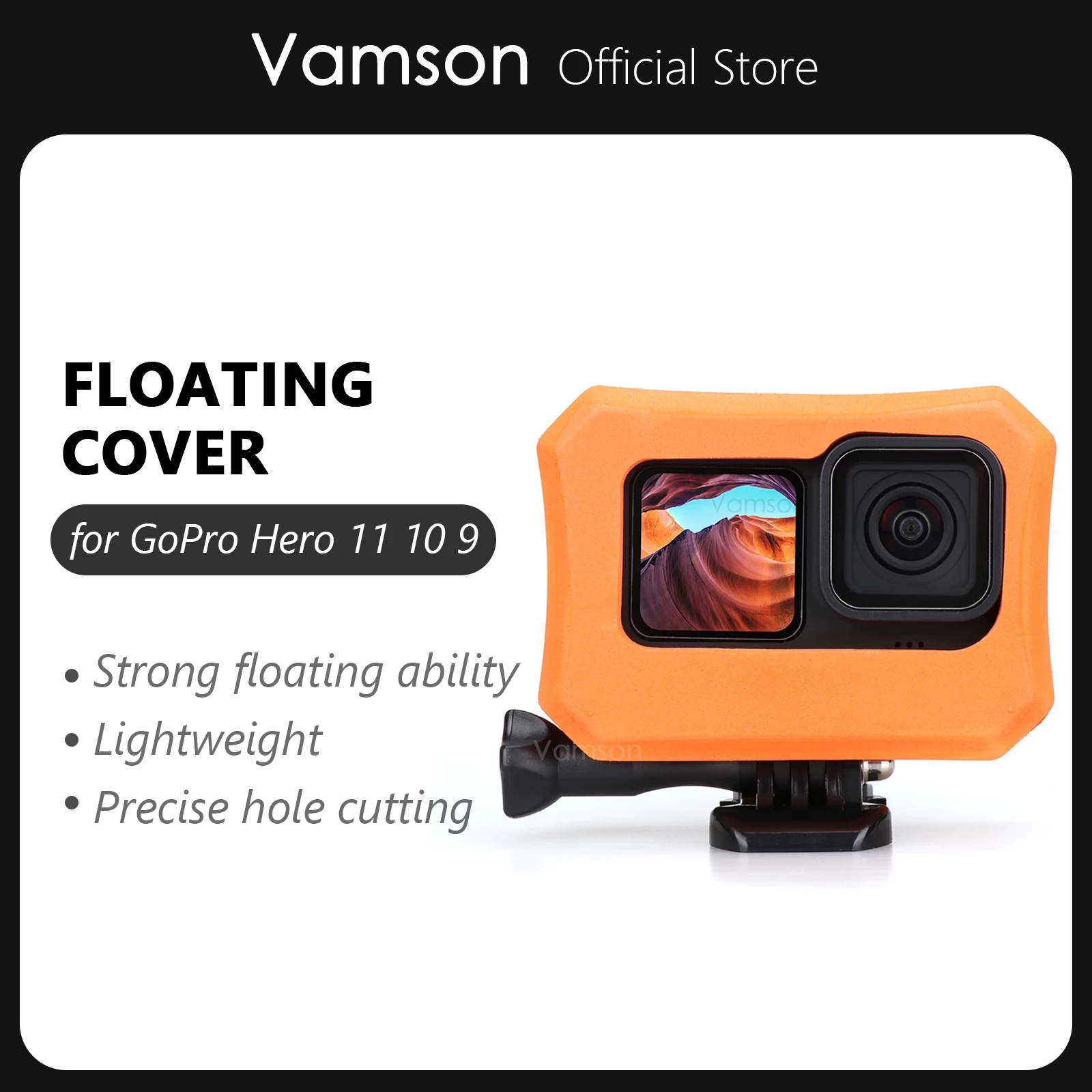 

Vamson Orange EVA Floaty Protective Case Cover for GoPro Hero 11 10 9 Accessories Floating Housing for Surfing Snorkeling VP665