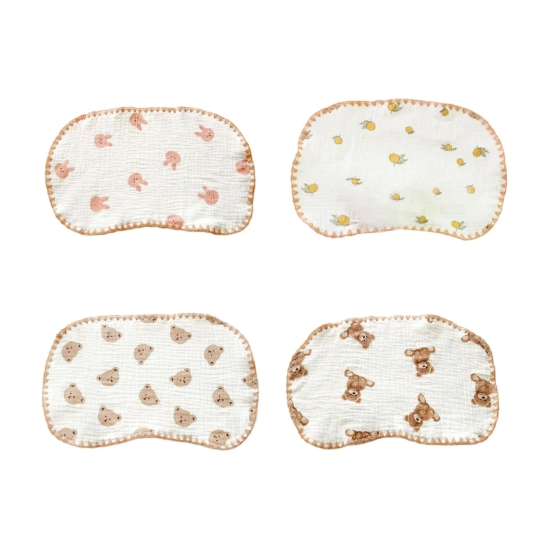 

H37A Feeding Bib Cloth Burp for Baby Gender Neutral Infant Pillow Cover Multi-Layer Printed Saliva Towel for Newborn