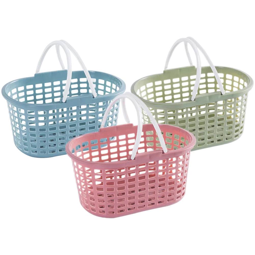 

Basket Shower Organizer Storage Cleaning Handle Bathroom Portable Bin Shelf Organizing Pantry Easter Candy Baskets Gifts Picnic