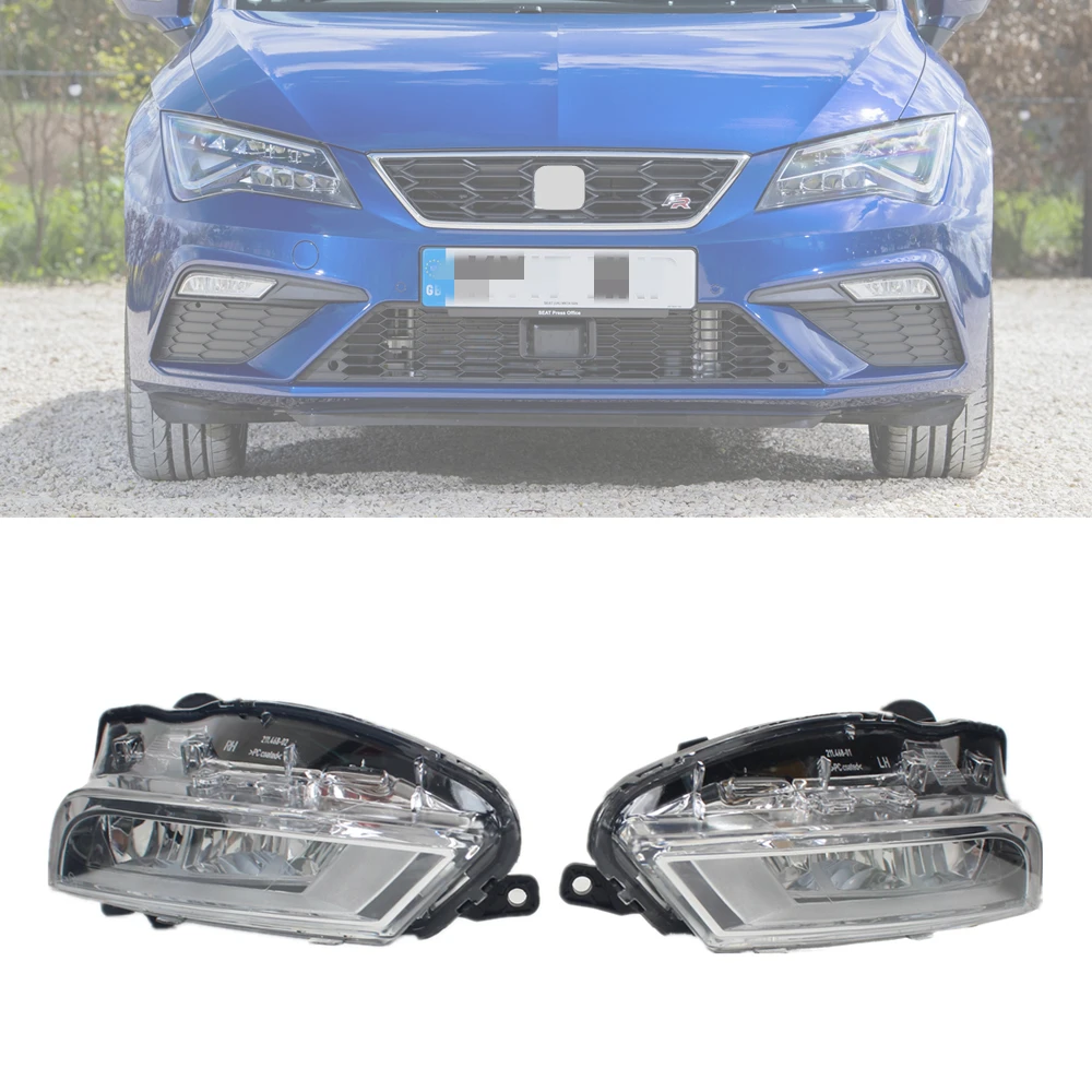 Front Bumper LED DRL Fog Lamp Light 5F0941701D 5F0941702D Car Lights For Seat Leon 2017 2018 2019 2020 2021