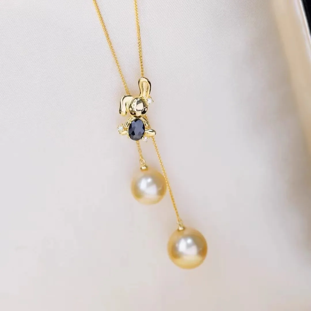 MeiBaPJ 10 мм натуральный золотой круглый жемчуг модный кулон ожерелье из