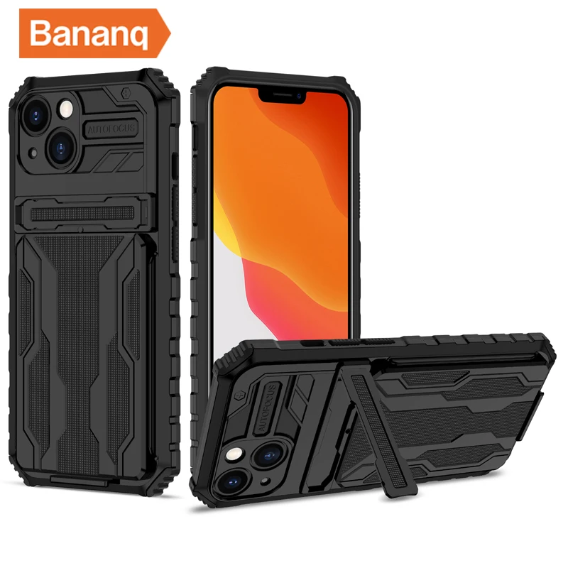 

Bananq Shockproof Card Slot Case For iPhone 11 12 13 14 Pro Max Cover For iPhone 7 8 Plus XR XS