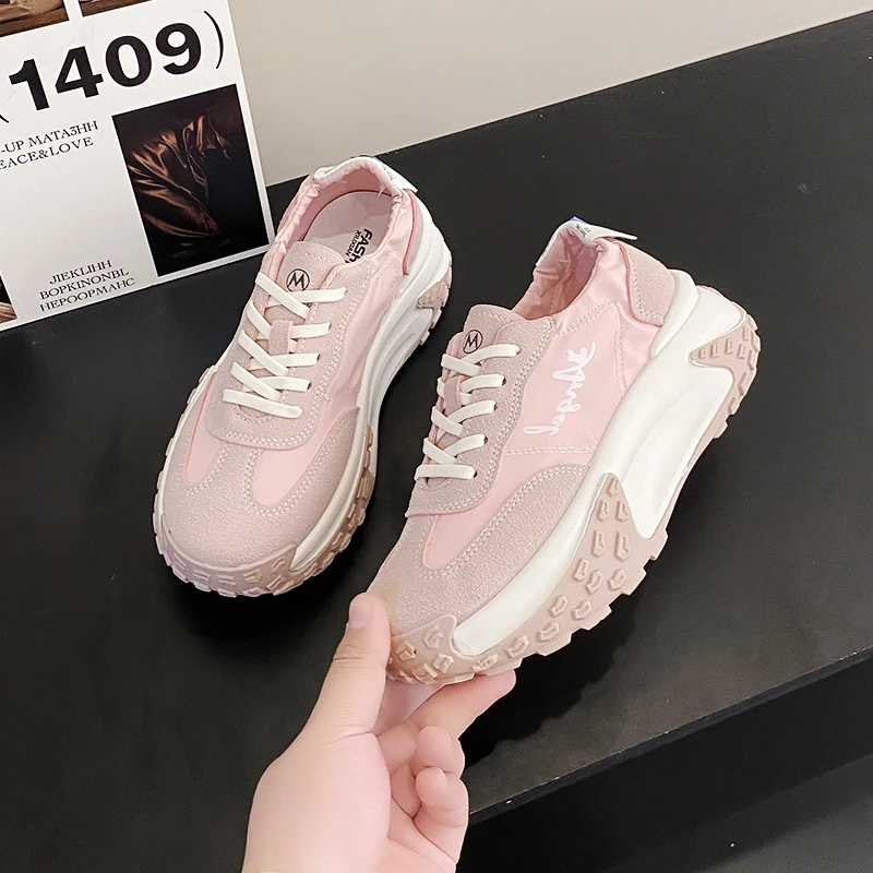 

For Women 2023 Lace Up Women's Vulcanize Shoes Breathable Sport Shoes Women Platform Ladies Casual Shoes Versatile Sneakers