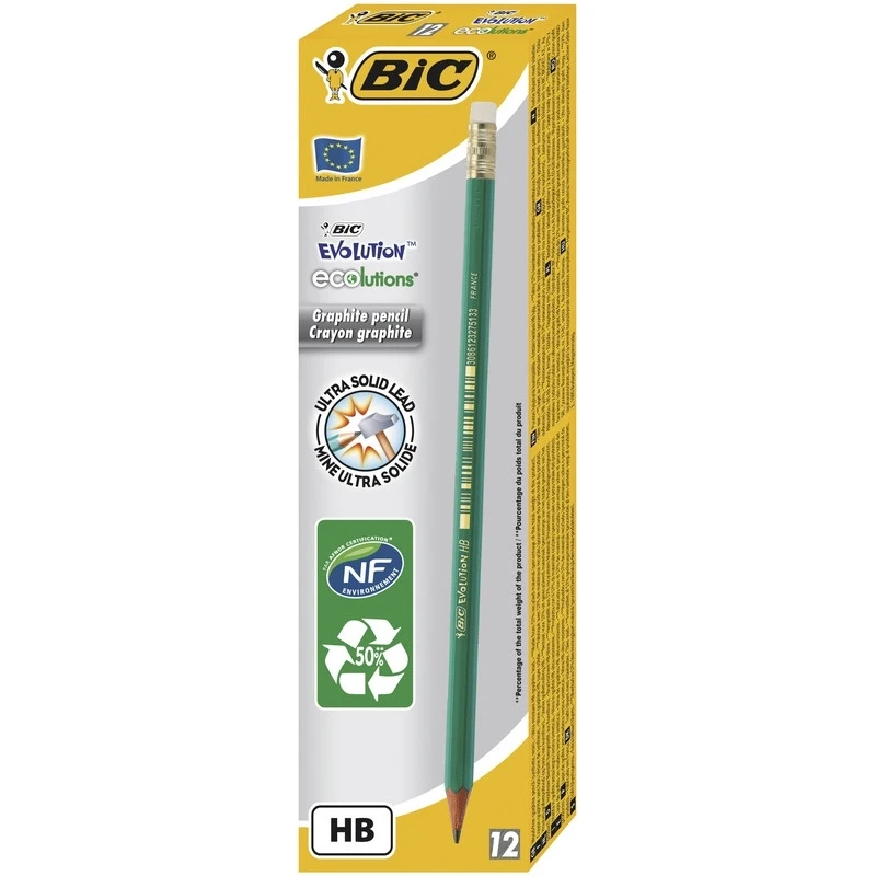 Карандаш чернографитный &quotBic Evolution Эко" с ластиком НВ |