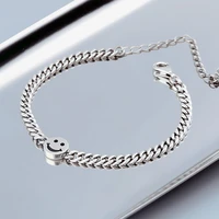 fashion simple smiley bracelets for women wedding holiday gift hip hop retro silver chain jewelry accessories wholesale bulk