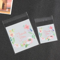 100pcslot plastic bags thank you cookiecandy bag self adhesive bags for wedding birthday party gift bag jewelry packaging bag