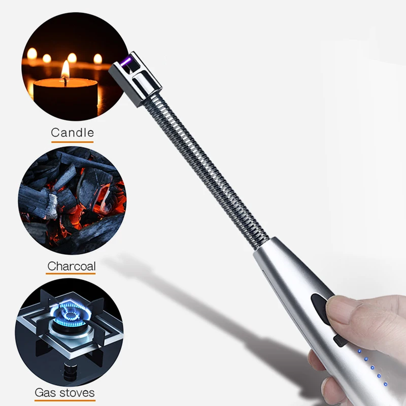 

Long Electric Candle Lighter USB Rechargeable Windproof Camping Lighter Rechargeable Grill Lighter for Party Cooking BBQ Firew