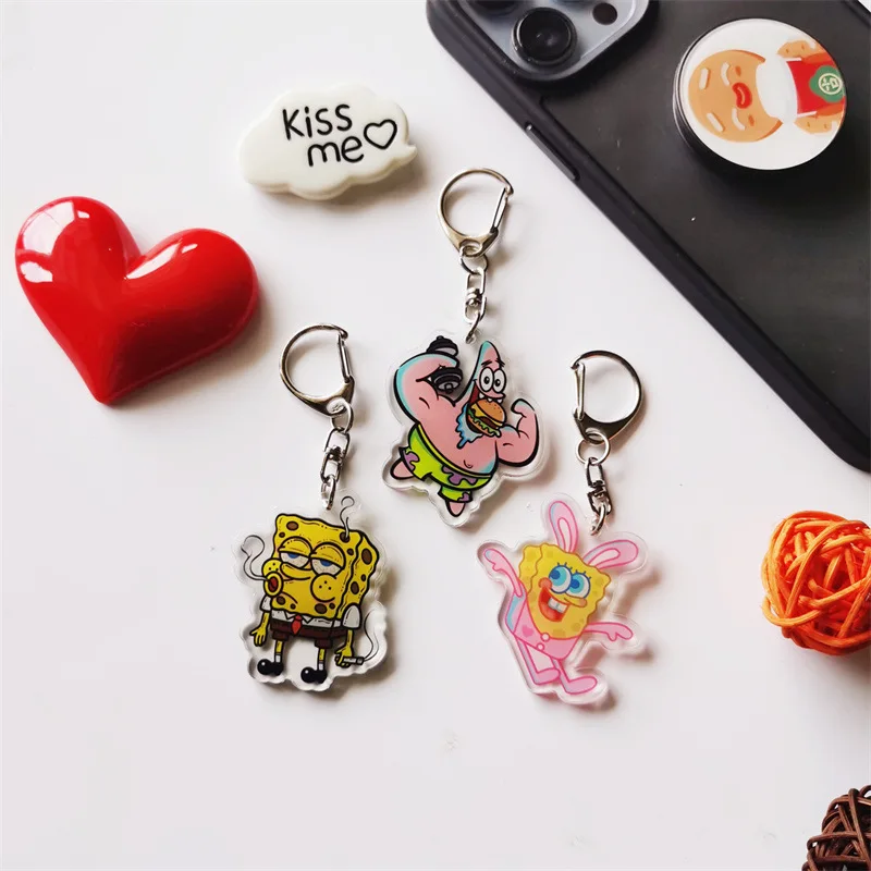 

Cartoon Kawaii Cute Squidward Tentacles Spongebob Patrick Star Double Faced Acrylic Keychain Bag Pendant Birthday Gift