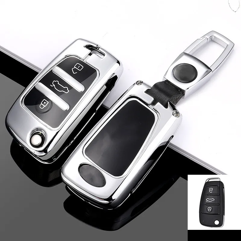 

Zinc Alloy Remote Key Case Cover For Audi A3 A4 A5 C5 C6 8L 8P B6 B7 B8 RS3 Q3 Q7 TT 8L 8V S3 Protective Shell Car Accessories
