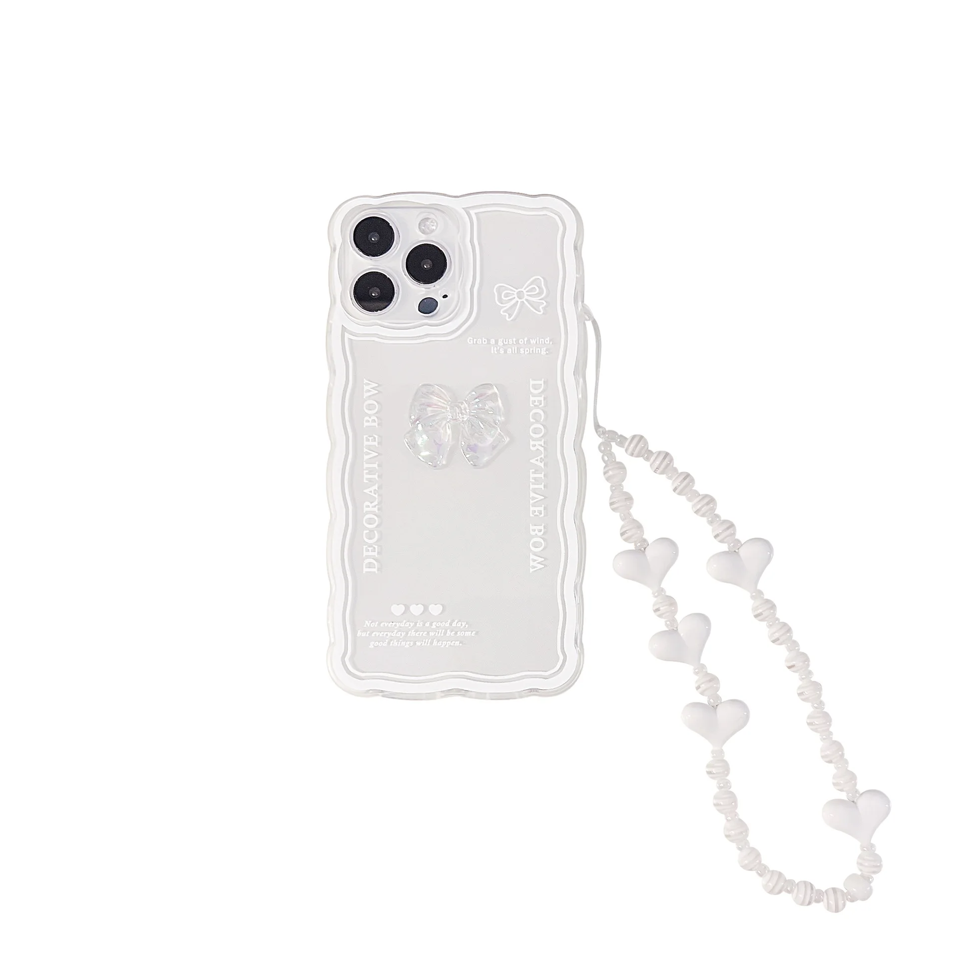 

bow-knot Lanyard Clear Phone Case For iPhone 14 13 12 Mini 11 Pro Xs Max X Xr 7 8 Plus Soft Chain Bracelet Cover design Fundas