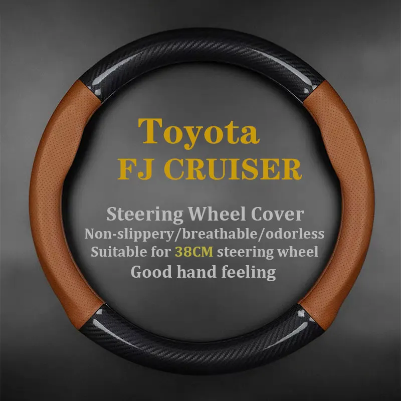 

For Toyota FJ CRUISER Steering Wheel Cover Leather Carbon Fiber Fit 4.0L 2013 Final 2017 2011 2010 2007