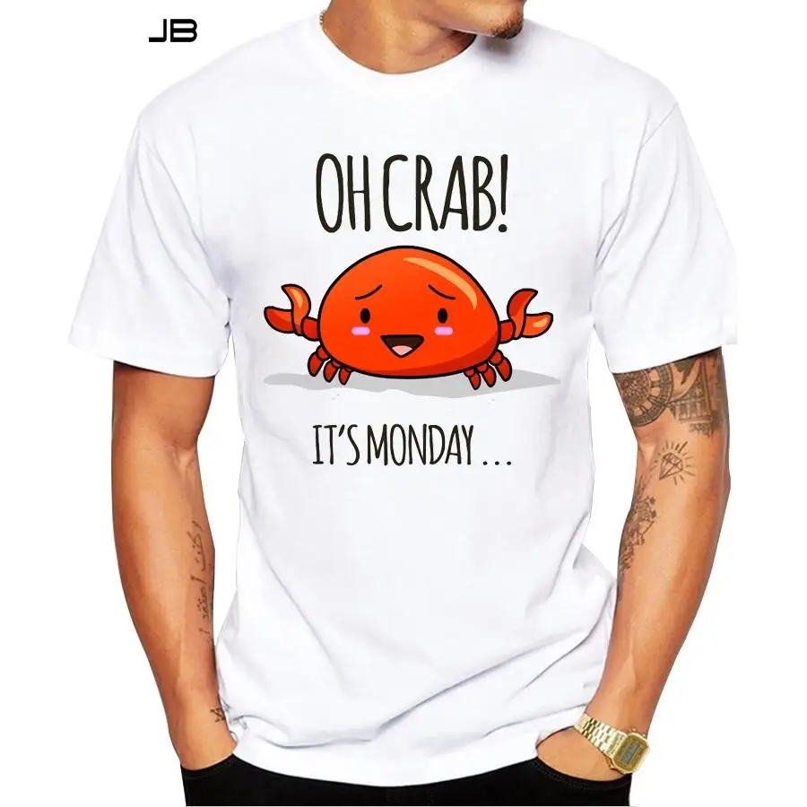 

2019 Crabby Day Men T-Shirt Short Sleeve Casual Tops Hipster Lovely Smile Crab Printed Male Fashion T Shirts Funny Tee